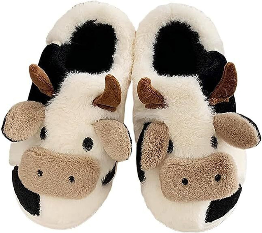 Cow Slippers for Women Fuzzy Cute Kawaii Shoes Super Warm Soft Lightweight