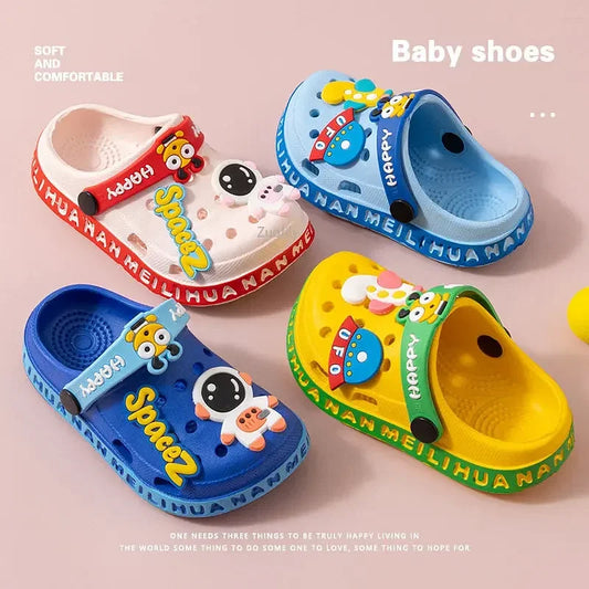 Color: Beige, Shoe Size: 3.5 - Children Garden Shoes Cute EVA Cartoon Beach Sandals Babies Summer Slippers High Quality Soft Kids Outdoor Slippers Flip Shoes