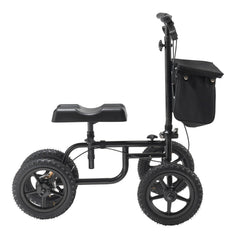 VEVOR Folding Knee Scooter, Carbon Steel Steerable Knee Walker with Height-Adjustable Handlebar & Knee Pad, 12" All-Terrain Wheel, Dual Brakes, Leg Recovery Scooter for Injured Ankle Foot Knee, 350LBS