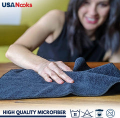 Microfiber Cleaning Cloth Grey - 12 Pcs (12.5"X12.5") - High Performance - 1200 Washes, Ultra Absorbent Microfiber Towel Weave Grime & Liquid for Streak-Free Mirror Shine - Car Washing Cloth