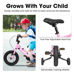 A14117 Ecarpat Kids' Bike 14 Inch Wheels, 1-Speed Boys Girls Child Bicycles For 2-3 Years, With Removable Training Wheels Baby Toys, Front V Brake, Rear Holding Brake