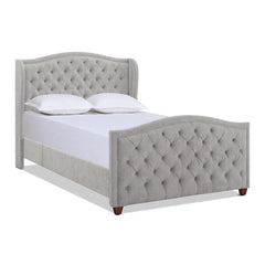 Marcella Upholstered Shelter Headboard Bed Set, Queen, Silver Grey Polyester