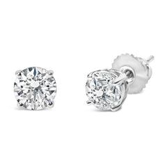 IGI Certified 14K White Gold 1 1/2 Cttw Round Diamond Solitaire Stud Earrings with Screwbacks (F-G Color, I1-I2 Clarity)