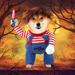 Pet Deadly Doll Costume Chucky Dog Cosplay Halloween Christmas Party Clothes for Dogs