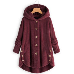 Winter New Fashion Women's European and American Button Plush Shirt Irregular Tide Brand Solid Color Coat