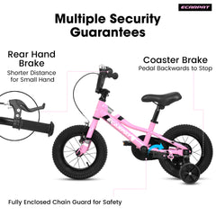 A14117 Ecarpat Kids' Bike 14 Inch Wheels, 1-Speed Boys Girls Child Bicycles For 2-3 Years, With Removable Training Wheels Baby Toys, Front V Brake, Rear Holding Brake