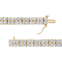 14K Yellow Gold 10.0 Cttw Diamond 2 Row Tennis Bracelet (L-M Color, I2-I3 Clarity) - Size 7.25 Inches