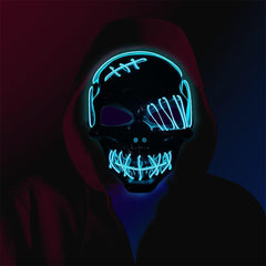 LED Light-Up Scary Halloween Mask for Festival Parties and Costume Cosplay