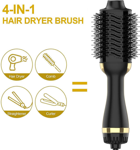 One Step Hair Dryer and Volumiser 1000W Blow Dryer Brush Hot Air Styling Brush Professional Hair Straightener Curler Travel Friendly Heated Hairbrush with Free Gift