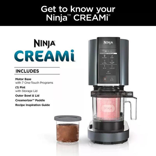 Ninja NC299AMZ CREAMi Ice Cream Maker, for Gelato, Mix-ins, Milkshakes, Sorbet, Smoothie Bowls & More, 7 One-Touch ProgramsBlack