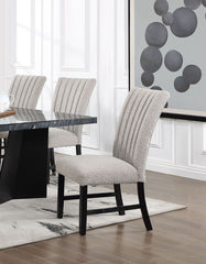 Unique Contemporary Gray Boucle Fabric Set of 2pc Dining Chairs Black Wooden Legs Parson Side Chair