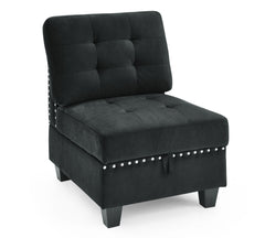 U shape Modular Sectional Sofa; DIY Combination; includes Four Single Chair and Two Corner; Black Velvet