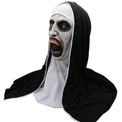 Black and White Nun Mask Horror Female Ghost Face Headgear Mask Halloween Decorations Prom Party Supplies