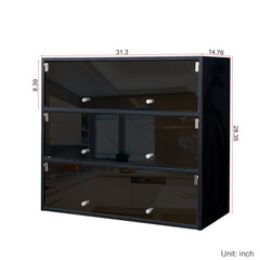 Black Glass Door Shoe Box Shoe Storage Cabinet With RGB Led Light