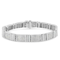 14K White Gold 7.0 Cttw Princess Cut Diamond 7" Alternating Vertical and Horizontal Rectangular Link Tennis Bracelet (H-I Color, SI2-I1 Clarity)