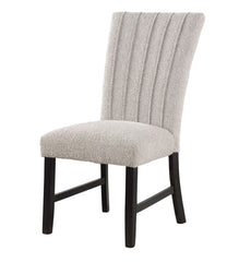 Unique Contemporary Gray Boucle Fabric Set of 2pc Dining Chairs Black Wooden Legs Parson Side Chair