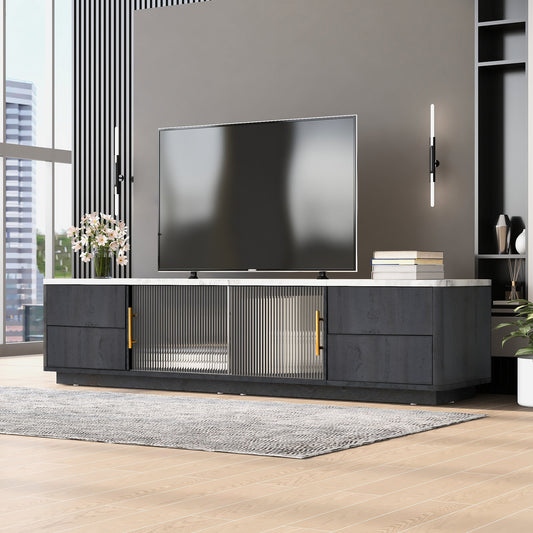 Modern TV Stand for 70'' TV with 4 Drawers, Media Console Table, Entertainment Center with Large Storage Cabinet for Living Room, Bedroom