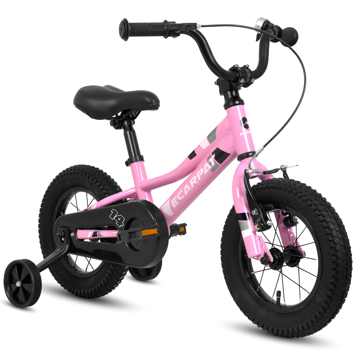 A14117 Ecarpat Kids' Bike 14 Inch Wheels, 1-Speed Boys Girls Child Bicycles For 2-3 Years, With Removable Training Wheels Baby Toys, Front V Brake, Rear Holding Brake