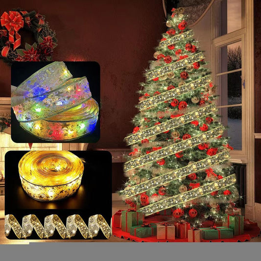 Christmas Glowing Ribbon Led Light String Christmas Tree Smart Bluetooth Symphony Decorative Gold Ribbon