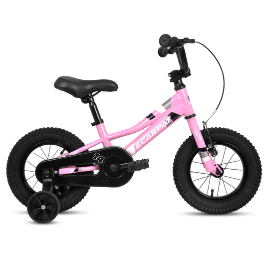 A14117 Ecarpat Kids' Bike 14 Inch Wheels, 1-Speed Boys Girls Child Bicycles For 2-3 Years, With Removable Training Wheels Baby Toys, Front V Brake, Rear Holding Brake