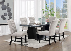 Unique Contemporary Gray Boucle Fabric Set of 2pc Dining Chairs Black Wooden Legs Parson Side Chair