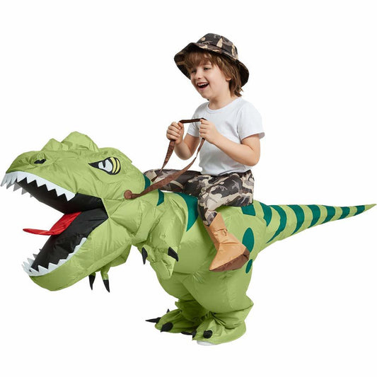 New Hot Sale Funny Child Adult Inflatable Riding Green Dinosaur Cosplay Costume Kids Fancy Dress Halloween Holiday Theme Party