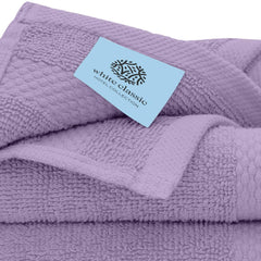 Luxury Washcloths for Bathroom 12 Pcs Set Hotel Spa Kitchen Circlet Egyptian Cotton Highly Absorbent Hotel Quality Face Towels Bulk Set 13x13 Inch Lavender Color