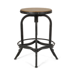 Industrial Firwood Adjustable Height Swivel Barstools (Set of 2)