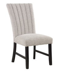 Unique Contemporary Gray Boucle Fabric Set of 2pc Dining Chairs Black Wooden Legs Parson Side Chair