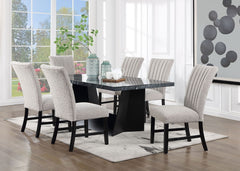 Unique Contemporary Gray Boucle Fabric Set of 2pc Dining Chairs Black Wooden Legs Parson Side Chair