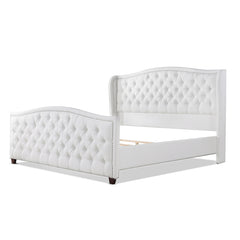 Marcella Upholstered Shelter Headboard Bed Set, King, Bright White Polyester