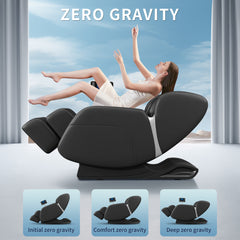 Full Body Massage Chair, Zero Gravity Mode, Deep Tissue Massage Chair, Foot Massage, 8 Fixed Massage Roller, LCD Touch Screen, Waist Heater, Bluetooth, Suitable for 5.1-5.75Ft Height (Black)