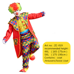 Halloween Adult Funny Circus Clown Naughty Cosplay Costumes For Men Women Carnival Christmas Party Clown Costume No Wig