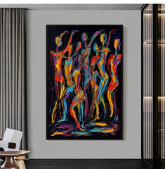 Large Abstract Colored Figures Oil Painting Original Abstract Canvas Wall Art Minimalist People Painting Geometric Figure Acrylic Painting