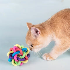 Pet Colorful Bell Knitting Ball; Pet Toy Bell Ball