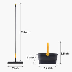 Collapsible Plastic Bucket Mop Bucket and Sponge Mop Kit Home Commercial Tile Floor Bathroom Garage Cleaning