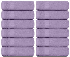 Luxury Washcloths for Bathroom 12 Pcs Set Hotel Spa Kitchen Circlet Egyptian Cotton Highly Absorbent Hotel Quality Face Towels Bulk Set 13x13 Inch Lavender Color