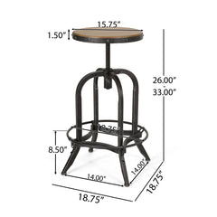 Industrial Firwood Adjustable Height Swivel Barstools (Set of 2)