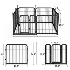 Dog Playpen Outdoor, 8 Panel Dog Fence 31.'' Pet Pen for Small Dogs Pet Exercise Pen for Puppy/Rabbit/Small Animals Portable Playpen for RV Camping Garden Yard, Indoor. Black, 26.3'' W x 31.5'' H.