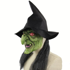 Halloween Scary Witch Mask Easter Night Fangs Witch Wig Mask Latex Headgear