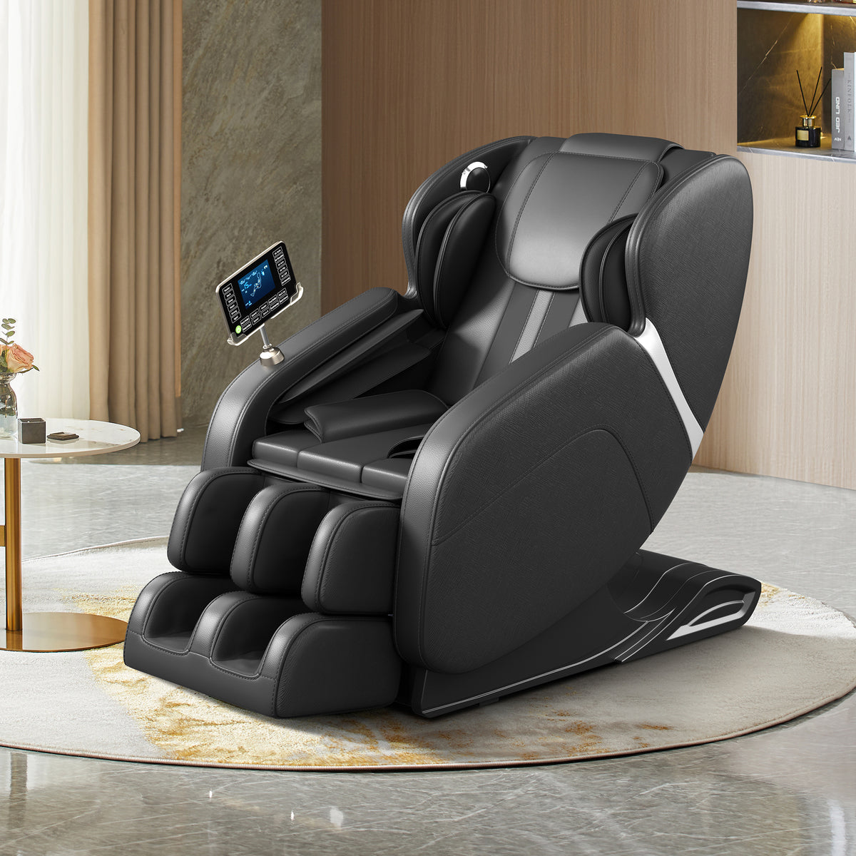 Full Body Massage Chair, Zero Gravity Mode, Deep Tissue Massage Chair, Foot Massage, 8 Fixed Massage Roller, LCD Touch Screen, Waist Heater, Bluetooth, Suitable for 5.1-5.75Ft Height (Black)