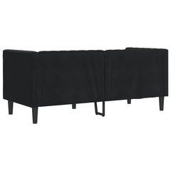 Chesterfield Sofa with Bolsters 2-Seater Black Velvet