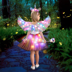 Luminous Angel Costume Children with Wings LED Tutu Skirt for Girls Halloween Carnival Cosplay