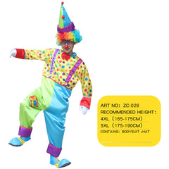 Halloween Adult Funny Circus Clown Naughty Cosplay Costumes For Men Women Carnival Christmas Party Clown Costume No Wig