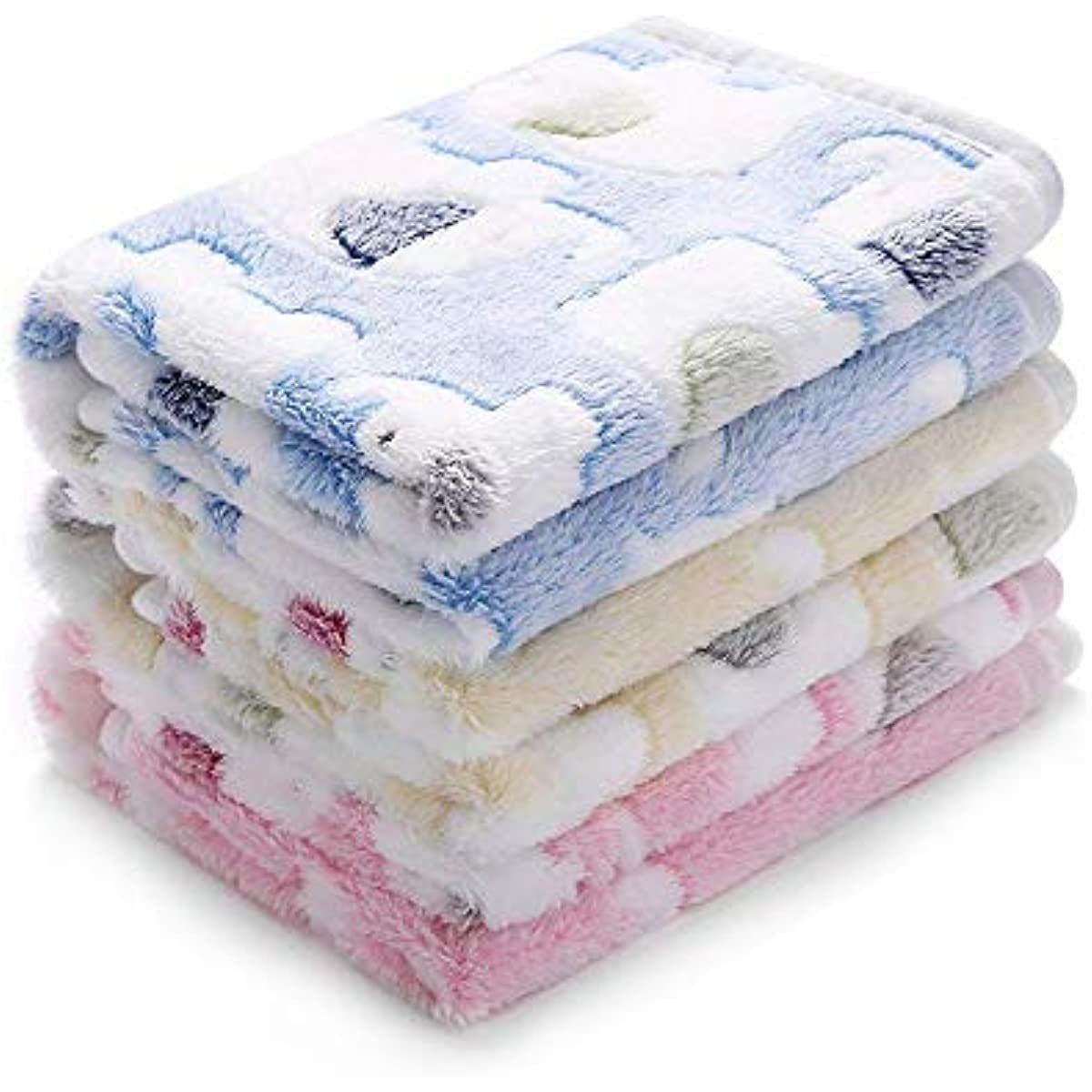 1 Pack 2 Blankets Super Soft Fluffy Premium Cute Elephant Pattern Pet Blanket Flannel Throw for Dog Puppy Cat