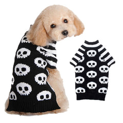 Pet Dog Halloween Costume Pumpkin Skull Death Pattern Pet Knit Sweater