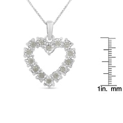 .925 Sterling Silver 1/3 Cttw Diamond Miracle-Set Open Heart 18" Pendant Necklace (I-J Color, I2-I3 Clarity)