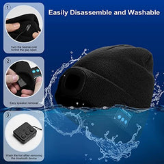 Unisex Bluetooth Beanie Hat with Light;  Built-in Speaker Mic;  Headlamp Cap with Headphones;  Tech Gift for Men Women