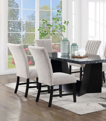 Unique Contemporary Gray Boucle Fabric Set of 2pc Dining Chairs Black Wooden Legs Parson Side Chair