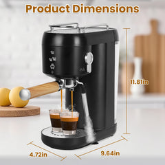 Espresso Machine With Adjustable Milk Frother Steam Wand 33.8OZ Removable Water Tank